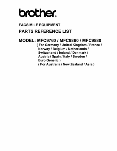 Brother MFC-9880 Parts Manual for MFC-9880 9760 9860